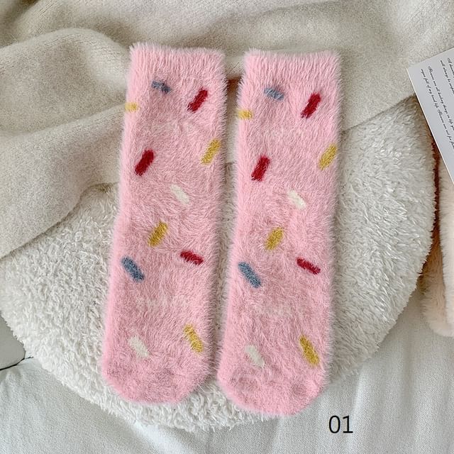 Dotted Fleece Crew Socks SpreePicky