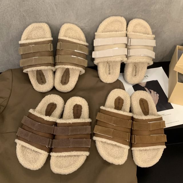 Plain Fleece Slide Sandals SpreePicky