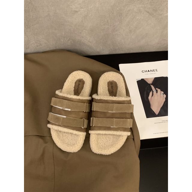 Plain Fleece Slide Sandals SpreePicky