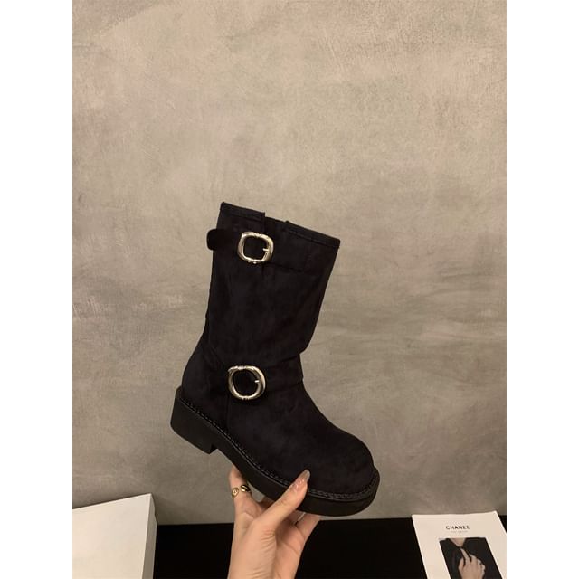 Buckled Mid Calf Boots SpreePicky