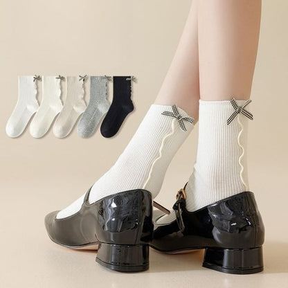 Bow Ribbed Short Socks Set SpreePicky