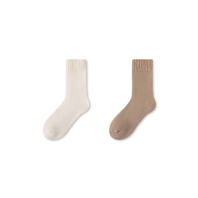 Plain Fleece-Lined Short Socks Set SpreePicky