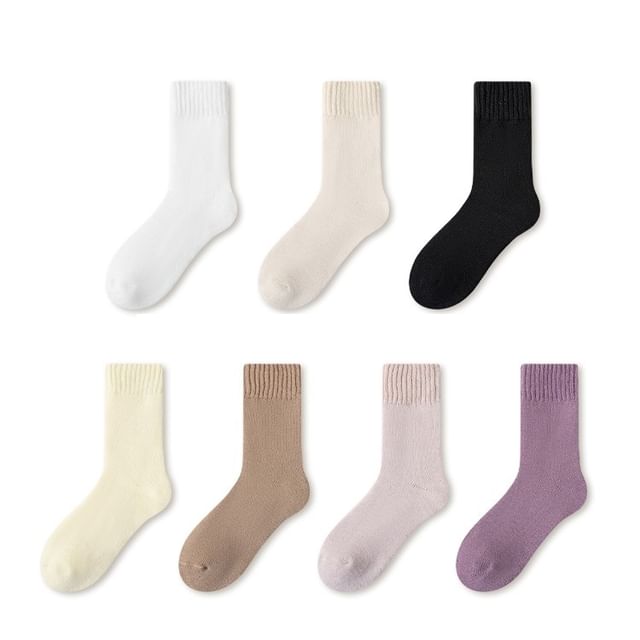 Plain Fleece-Lined Short Socks Set SpreePicky