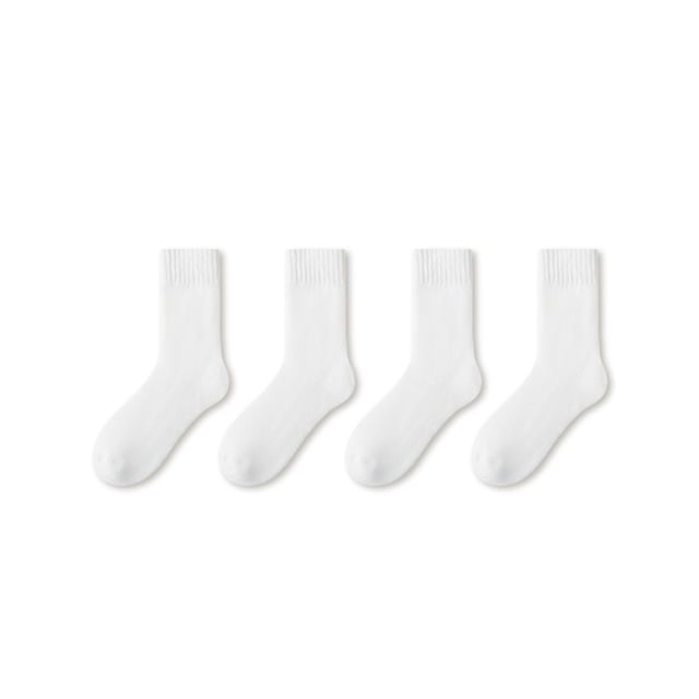 Plain Fleece-Lined Short Socks Set SpreePicky