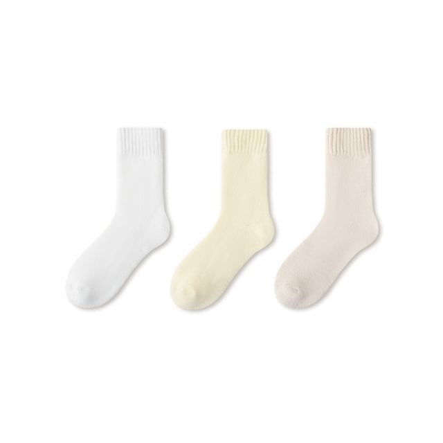 Plain Fleece-Lined Short Socks Set SpreePicky