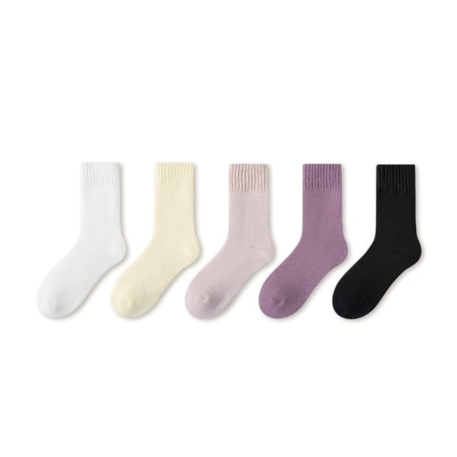 Plain Fleece-Lined Short Socks Set SpreePicky