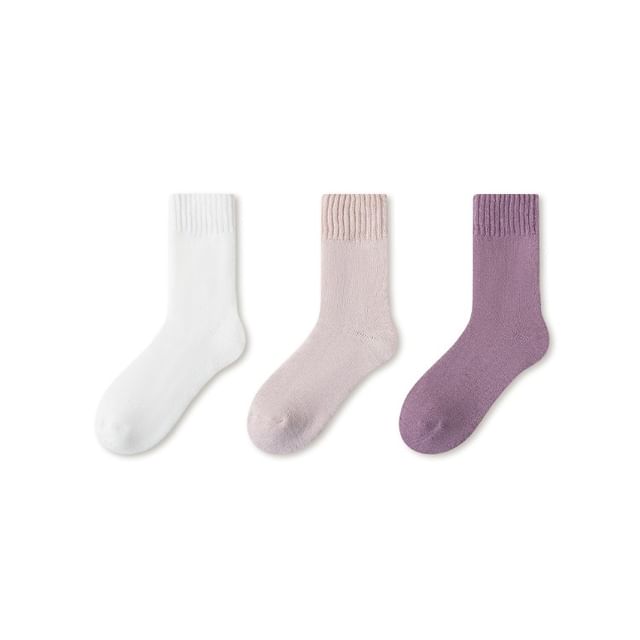 Plain Fleece-Lined Short Socks Set SpreePicky