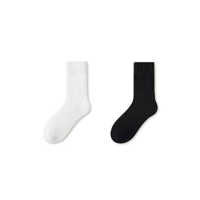 Plain Fleece-Lined Short Socks Set SpreePicky