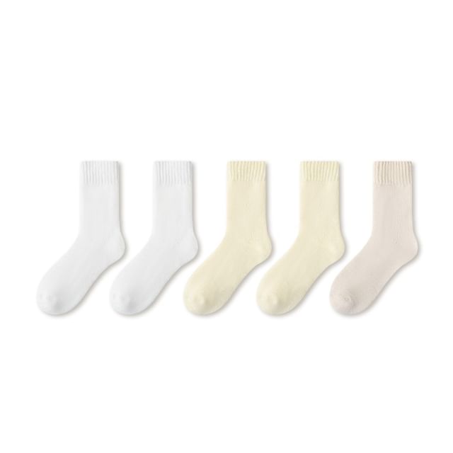 Plain Fleece-Lined Short Socks Set SpreePicky