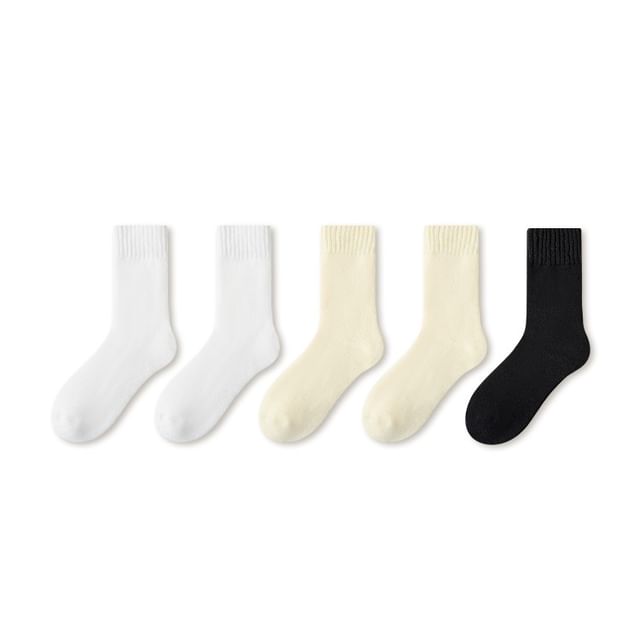 Plain Fleece-Lined Short Socks Set SpreePicky