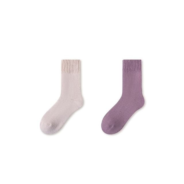 Plain Fleece-Lined Short Socks Set SpreePicky