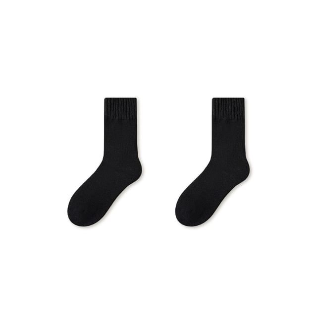 Plain Fleece-Lined Short Socks Set SpreePicky