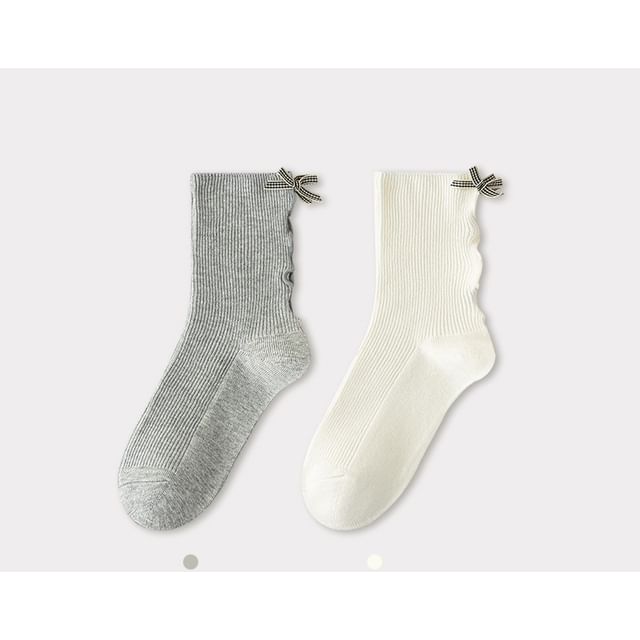 Bow Ribbed Short Socks Set SpreePicky