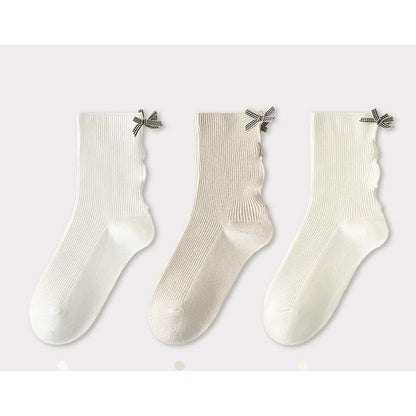 Bow Ribbed Short Socks Set SpreePicky