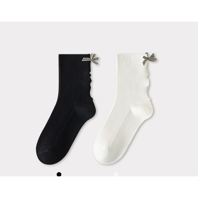 Bow Ribbed Short Socks Set SpreePicky