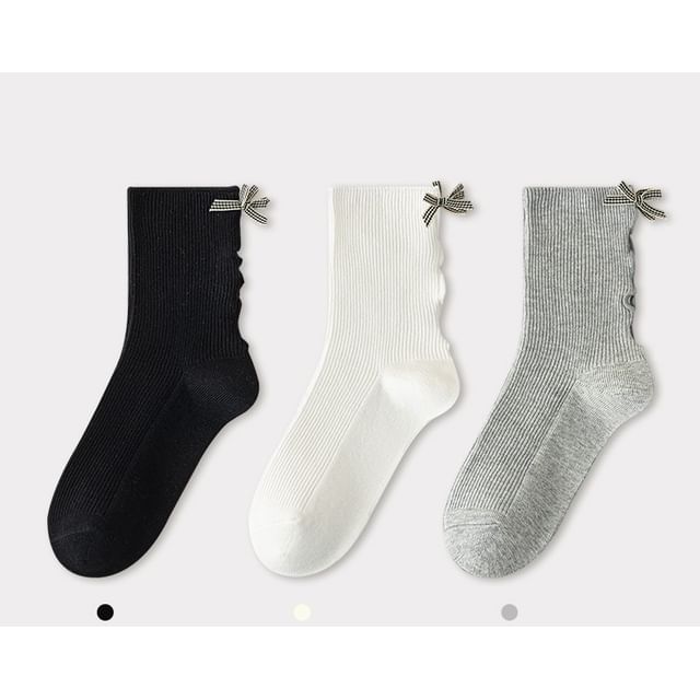 Bow Ribbed Short Socks Set SpreePicky