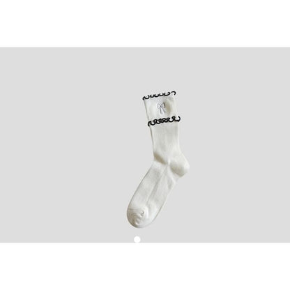 Bow Embroidered Frill Short Socks / Set SpreePicky