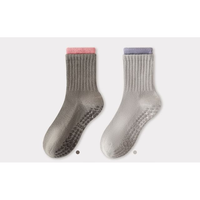 Contrast Trim Ribbed Yoga Short Socks / Set SpreePicky