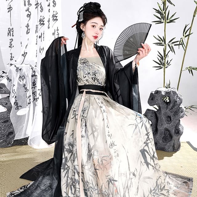 Bamboo Print Traditional Chinese Costume Set SpreePicky