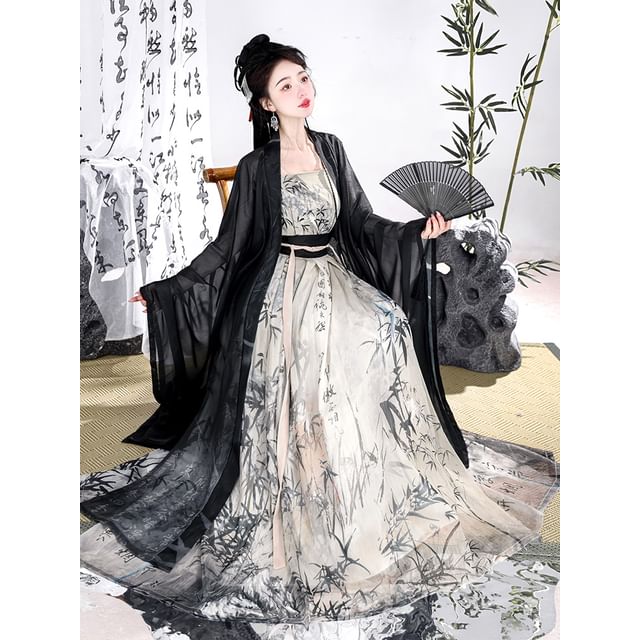 Bamboo Print Traditional Chinese Costume Set SpreePicky