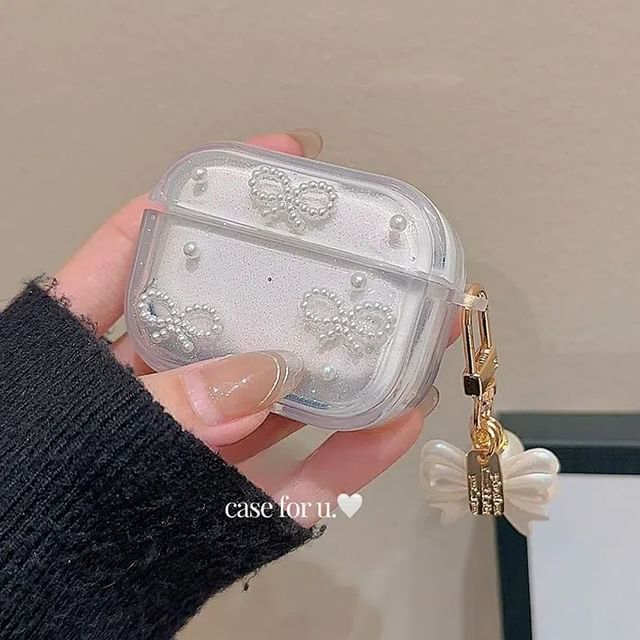 Simple Glitter Pearl Bow AirPods / Pro Earphone Case SpreePicky