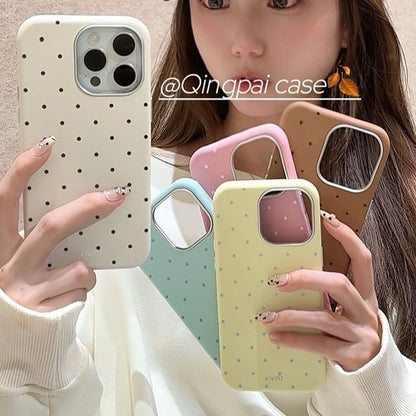 Plain Leather Dots Phone Case - iPhone 16 Pro Max / 16 Pro / 16 / 15 Pro Max / 15 Pro / 15 / 14 Pro Max / 14 Pro / 14 / 13 Pro Max / 13 Pro / 13 / 12 Pro Max / 12 Pro / 12 SpreePicky