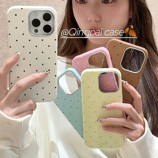 Plain Leather Dots Phone Case - iPhone 16 Pro Max / 16 Pro / 16 / 15 Pro Max / 15 Pro / 15 / 14 Pro Max / 14 Pro / 14 / 13 Pro Max / 13 Pro / 13 / 12 Pro Max / 12 Pro / 12 SpreePicky