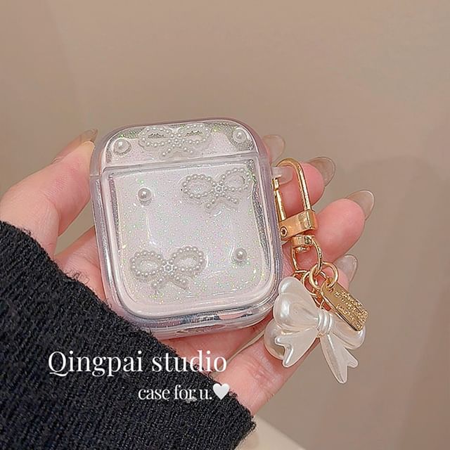 Simple Glitter Pearl Bow AirPods / Pro Earphone Case SpreePicky