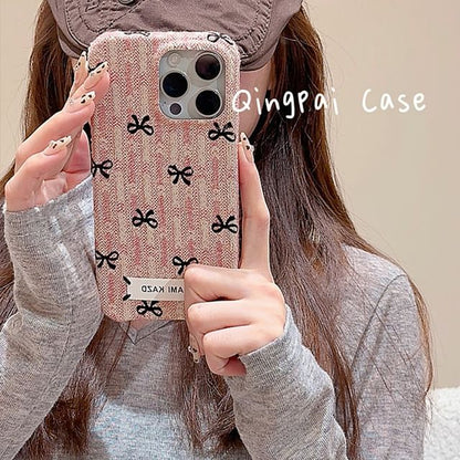 Simple Bow Flannel Phone Case - iPhone 16 Pro Max / 16 Pro / 16 / 15 Pro Max / 15 Pro / 15 / 14 Pro Max / 14 Pro / 14 / 13 Pro Max / 13 Pro / 13 / 12 Pro Max / 12 Pro / 12 SpreePicky