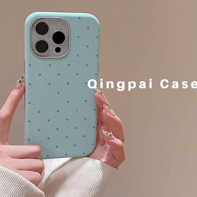 Plain Leather Dots Phone Case - iPhone 16 Pro Max / 16 Pro / 16 / 15 Pro Max / 15 Pro / 15 / 14 Pro Max / 14 Pro / 14 / 13 Pro Max / 13 Pro / 13 / 12 Pro Max / 12 Pro / 12 SpreePicky