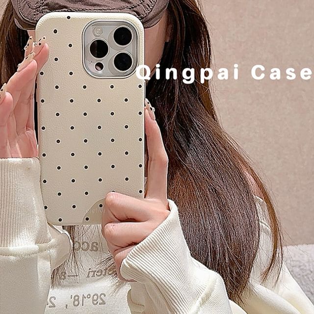 Plain Leather Dots Phone Case - iPhone 16 Pro Max / 16 Pro / 16 / 15 Pro Max / 15 Pro / 15 / 14 Pro Max / 14 Pro / 14 / 13 Pro Max / 13 Pro / 13 / 12 Pro Max / 12 Pro / 12 SpreePicky