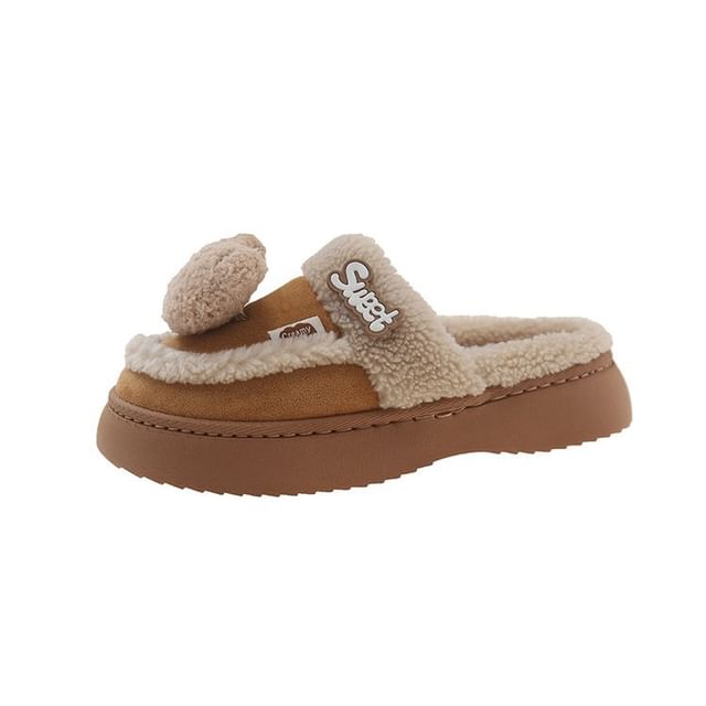 Bear Fleece-Lined Platform Mules SpreePicky