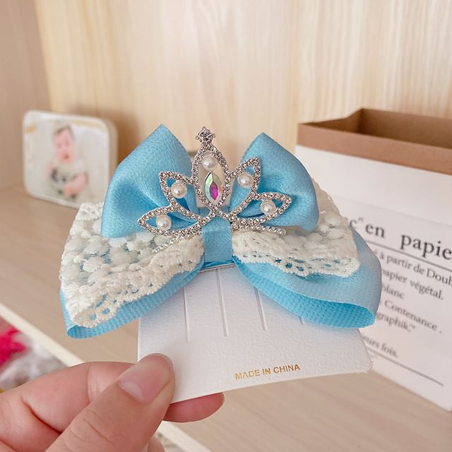 Rhinestone Faux Pearl Bow Hair Clip SpreePicky