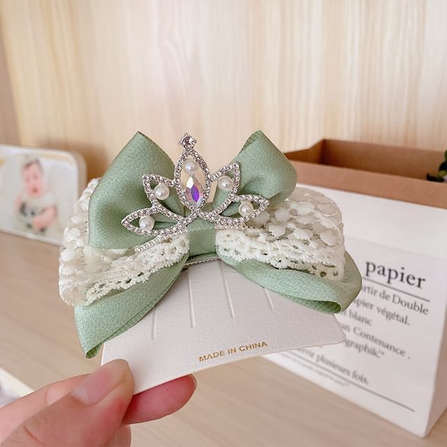 Rhinestone Faux Pearl Bow Hair Clip SpreePicky