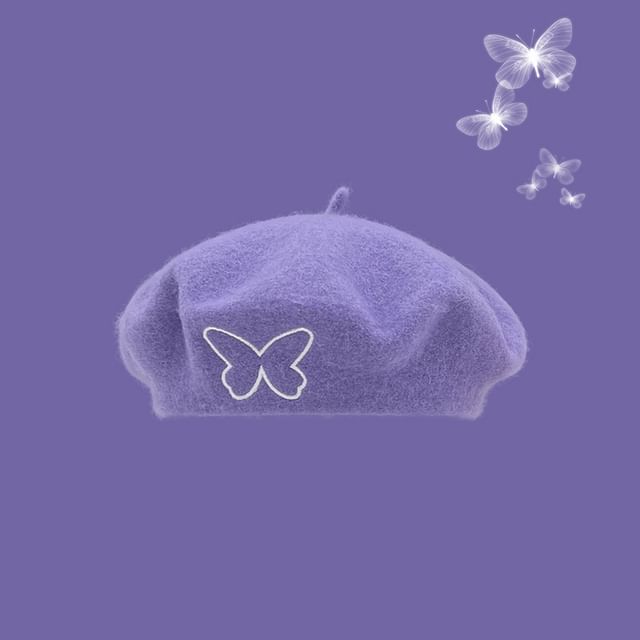 Butterfly Embroidered Beret SpreePicky