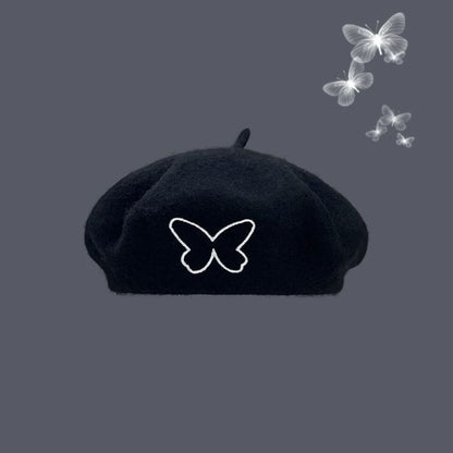 Butterfly Embroidered Beret SpreePicky