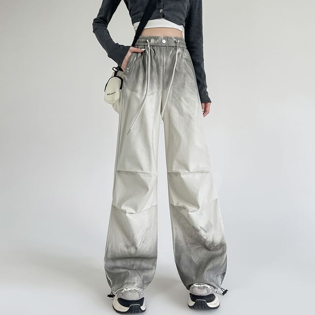 Drawstring Waist Gradient Wide Leg Pants SpreePicky