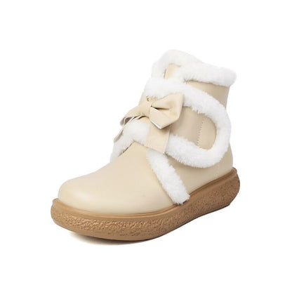 Bow Fluffy Trim Platform Short Boots SpreePicky