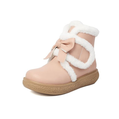 Bow Fluffy Trim Platform Short Boots SpreePicky