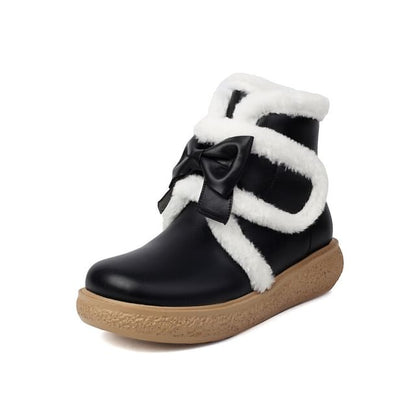 Bow Fluffy Trim Platform Short Boots SpreePicky