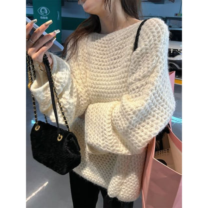 Oversized Crochet-Knit Sweater in 5 Colors SpreePicky