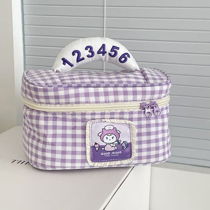 Animal Applique Plaid Fabric Makeup Bag SpreePicky