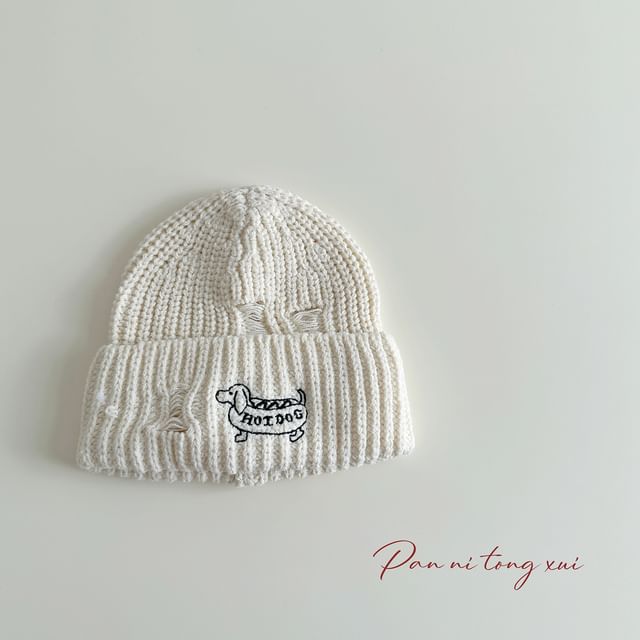 Dog Embroidered Knit Beanie SpreePicky