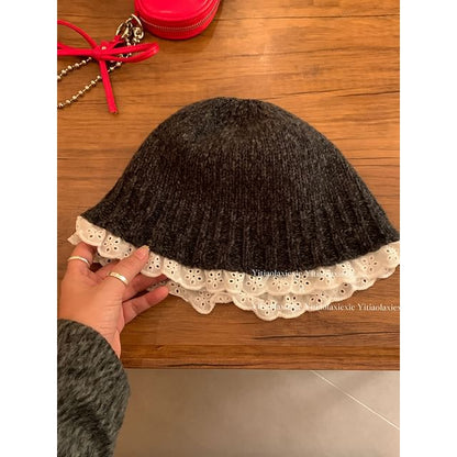 Lace Trim nit Cloche Hat SpreePicky