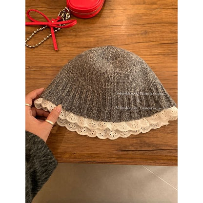 Lace Trim nit Cloche Hat SpreePicky