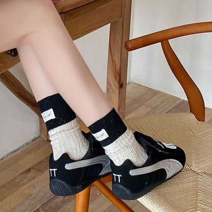 Two Tone Applique Ribbed Socks SpreePicky