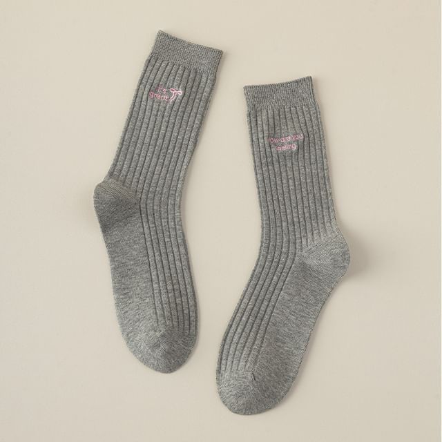 Lettering Embroidered Socks SpreePicky