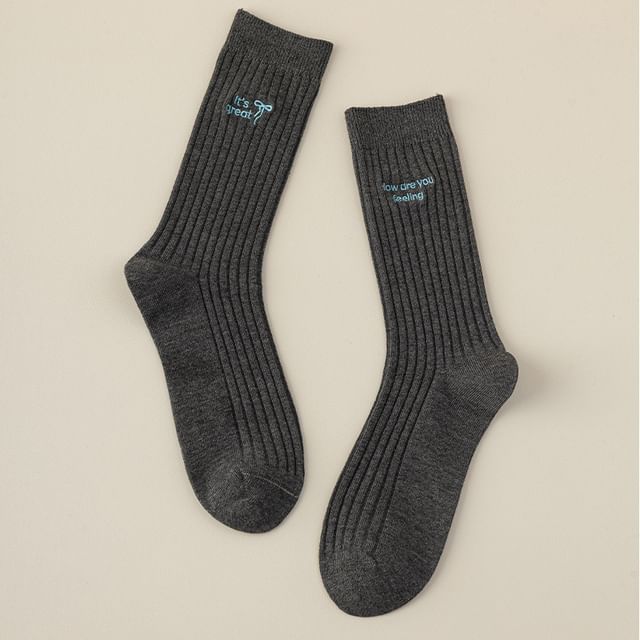 Lettering Embroidered Socks SpreePicky