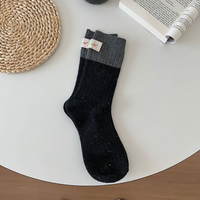 Two Tone Applique Ribbed Socks SpreePicky