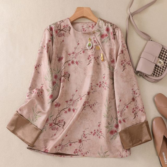 Flared-Sleeve Floral Blouse SpreePicky